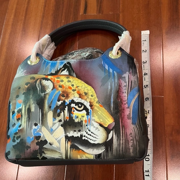 New NWT Anuschka Multicolor Handbag Purse Handpainted Animal Print Design Small - Picture 3 of 7